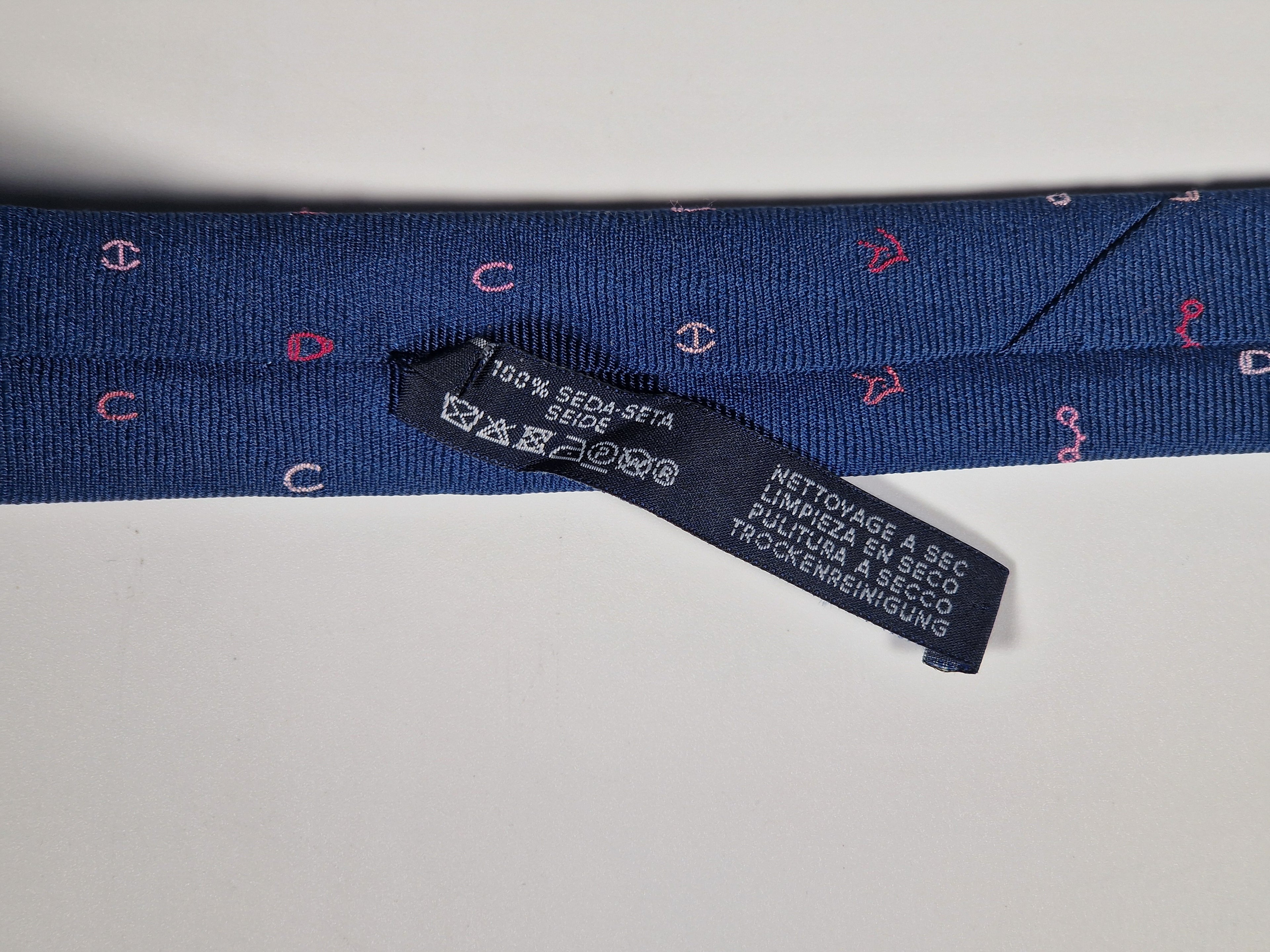 Hermès silk tie blue H and equestrian pattern 339362 T
