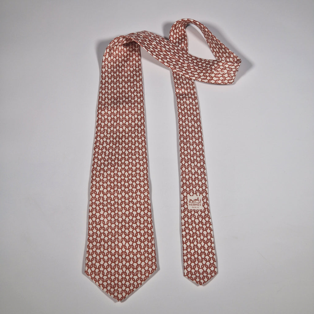 000346 Hermès silk tie pink geometrical pattern 346 MA