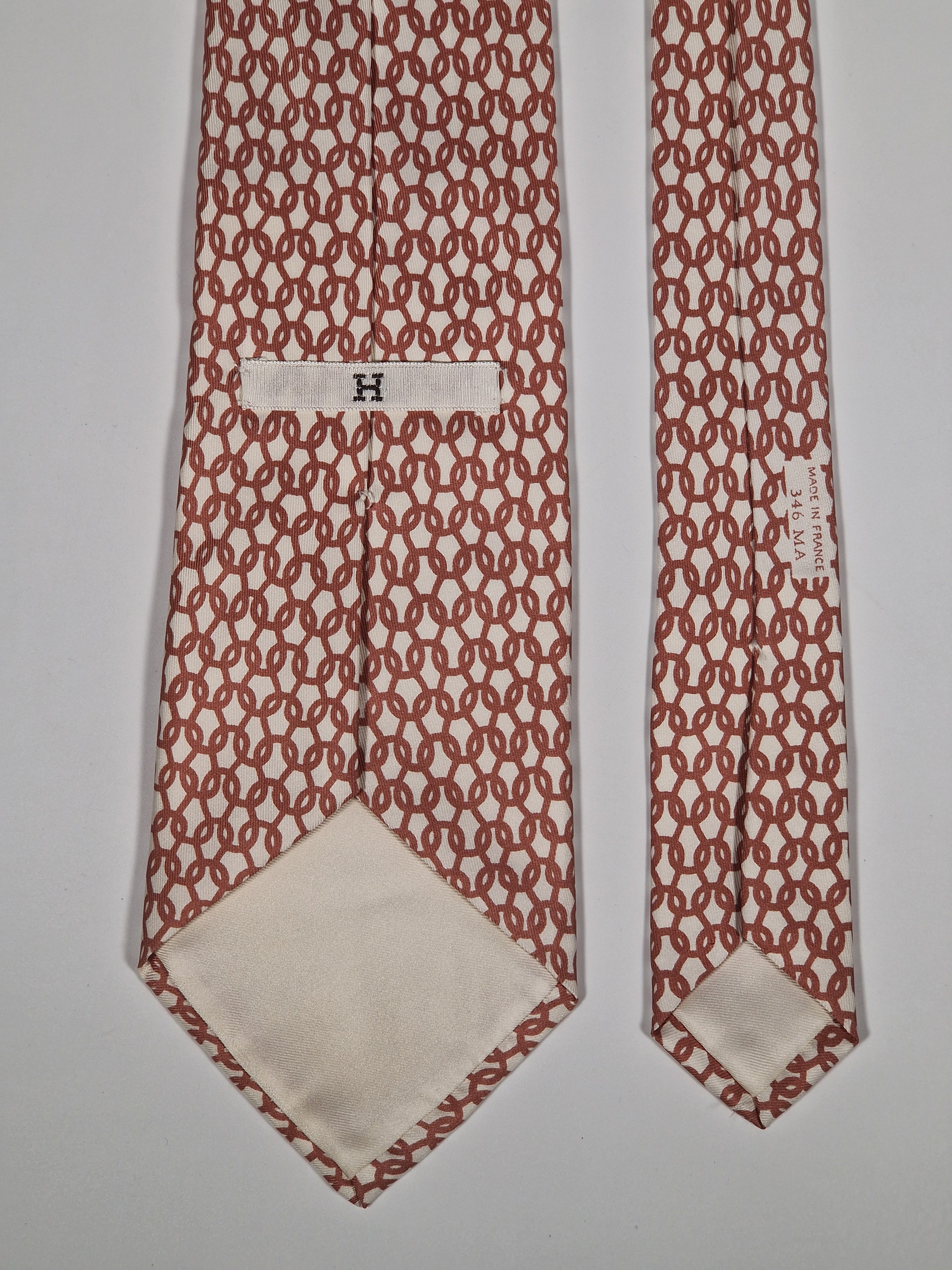 000346 Hermès silk tie pink geometrical pattern 346 MA