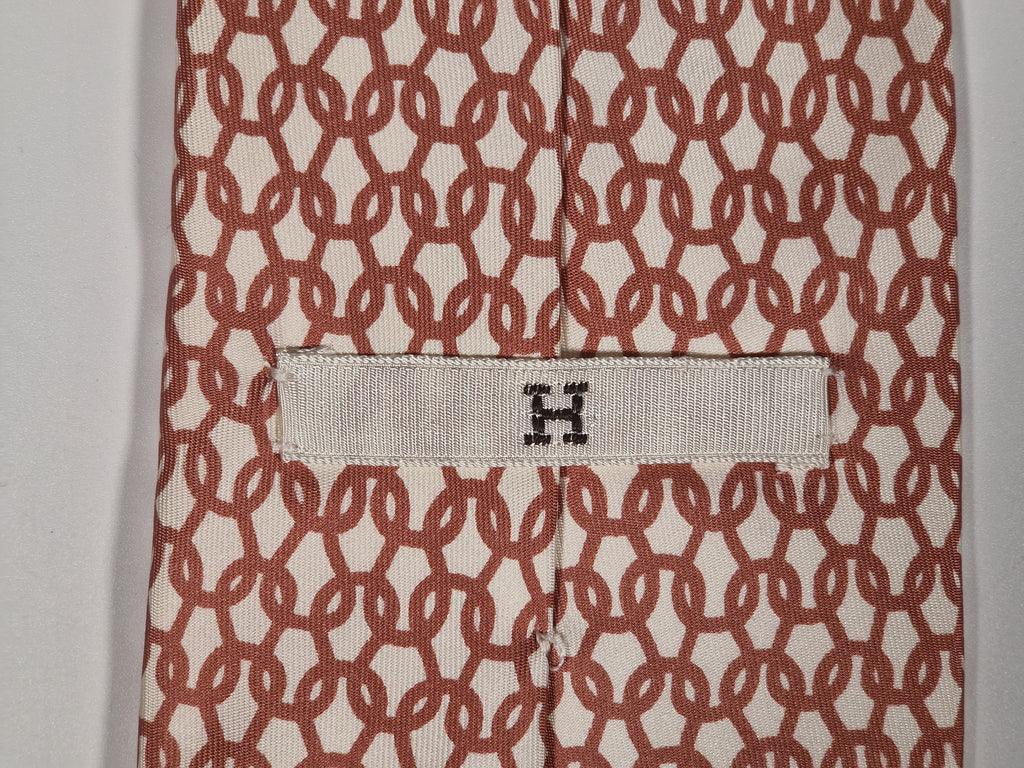 000346 Hermès silk tie pink geometrical pattern 346 MA