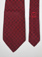 000417 Hermès silk tie red vintage H pattern 417 EA