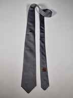 Hermès jaquard silk tie grey  H pattern and cow 428822 T