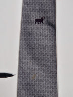 Hermès jaquard silk tie grey  H pattern and cow 428822 T
