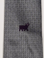 Hermès jaquard silk tie grey  H pattern and cow 428822 T