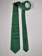 Hermès jaquard silk tie green H and golf pattern 428897 T