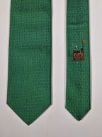 Hermès jaquard silk tie green H and golf pattern 428897 T