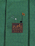 Hermès jaquard silk tie green H and golf pattern 428897 T