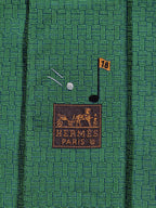 Hermès jaquard silk tie green H and golf pattern 428897 T