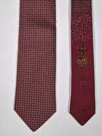 428945 Hermès silk tie burgundy Tetris pattern 428945 T