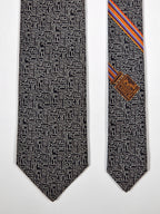 428979 Hermès jaquard tie black Circuit Board pattern 428979 T