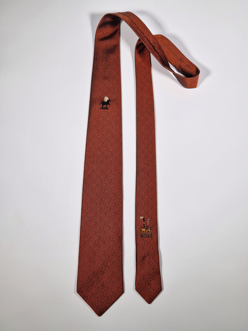 428999 Hermès tie bronze indian and horse pattern 428999 T