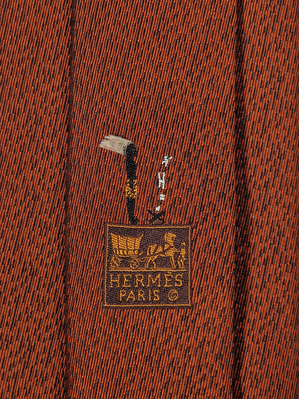 428999 Hermès tie bronze indian and horse pattern 428999 T