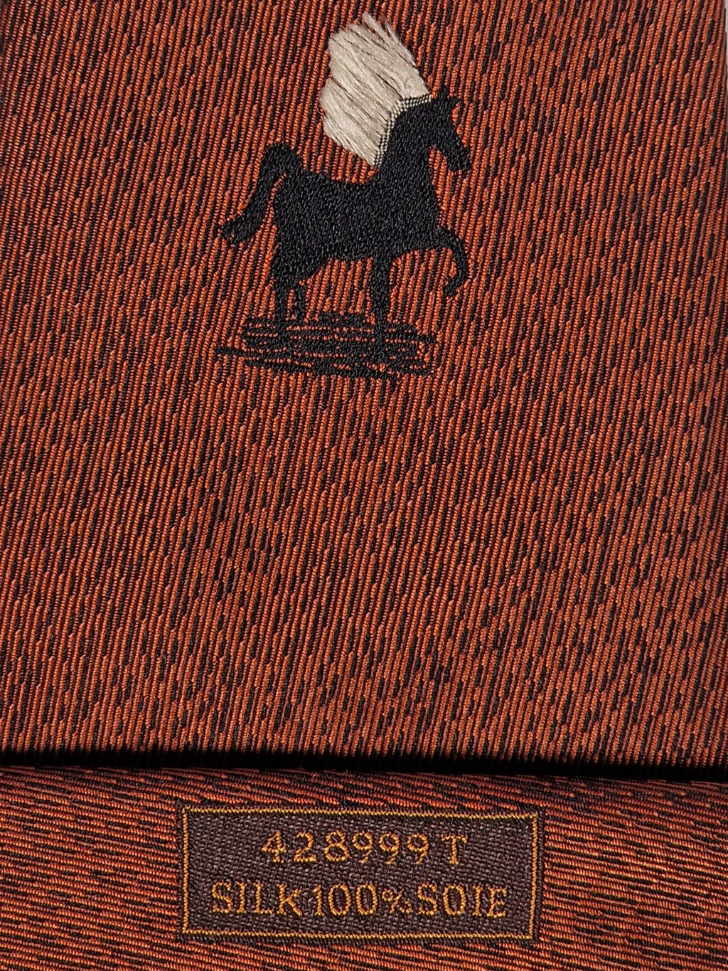 428999 Hermès tie bronze indian and horse pattern 428999 T