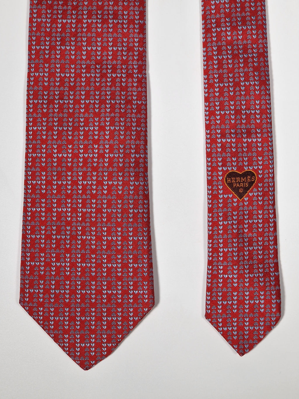 429041 Hermès jaquard tie red heart pattern 429041 T