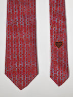 429041 Hermès jaquard tie red heart pattern 429041 T