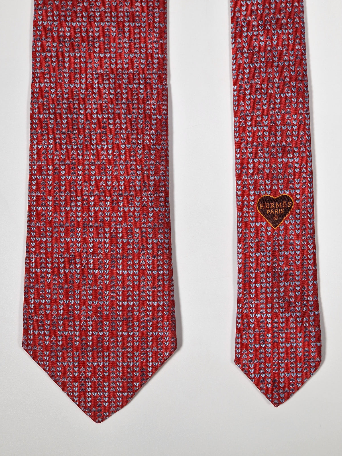 429041 Hermès jaquard tie red heart pattern 429041 T