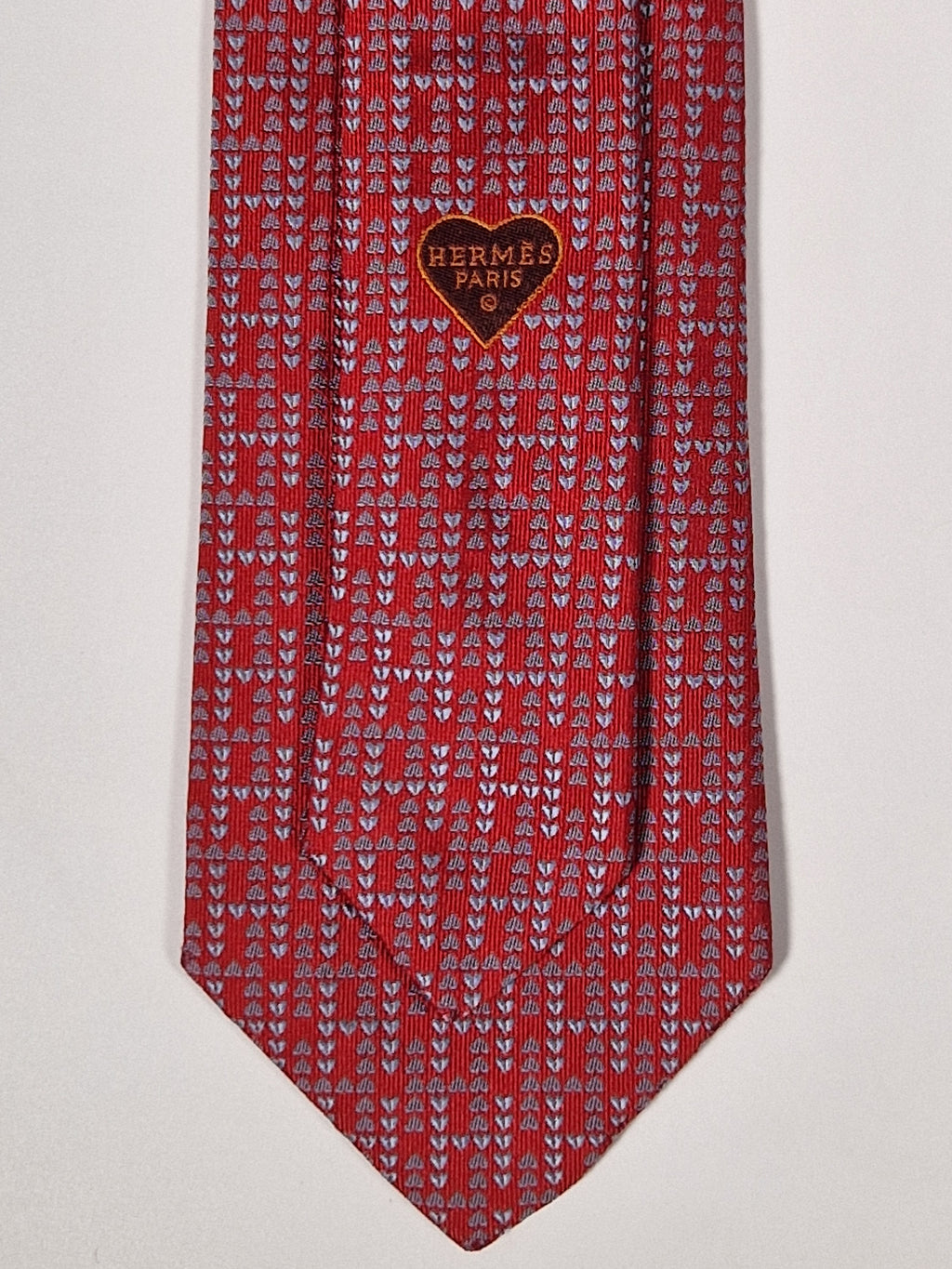 429041 Hermès jaquard tie red heart pattern 429041 T