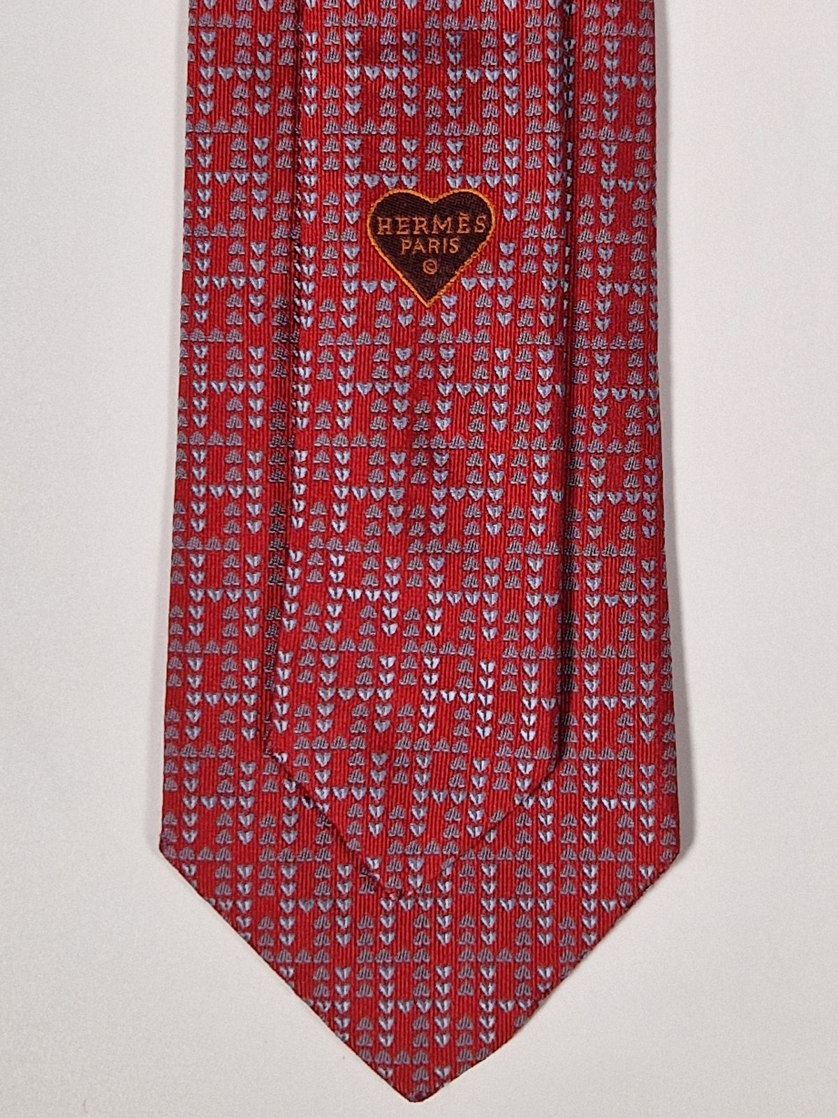 429041 Hermès jaquard tie red heart pattern 429041 T