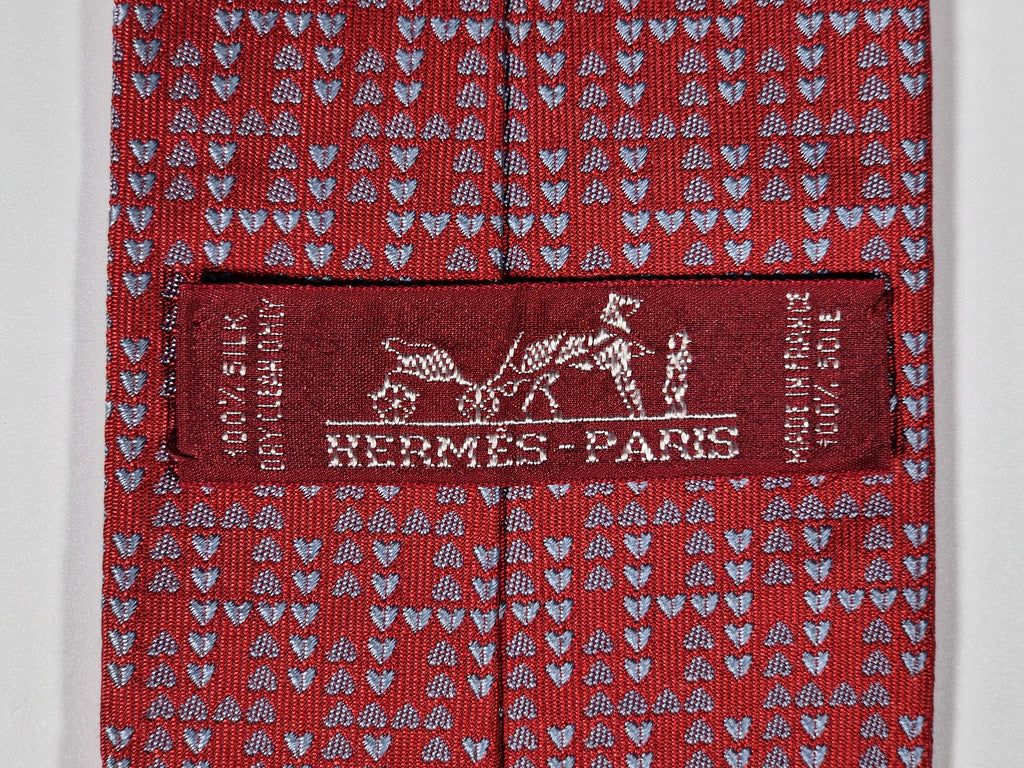429041 Hermès jaquard tie red heart pattern 429041 T