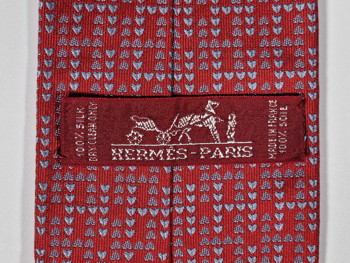 429041 Hermès jaquard tie red heart pattern 429041 T