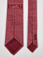 429041 Hermès jaquard tie red heart pattern 429041 T