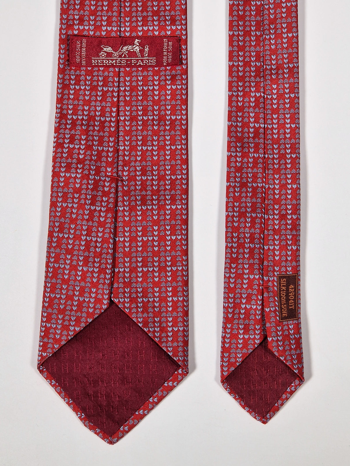 429041 Hermès jaquard tie red heart pattern 429041 T