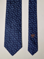 Hermès silk tie blue heart pattern 429086 T