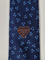 Hermès silk tie blue heart pattern 429086 T