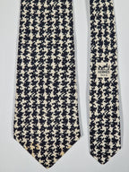 Hermés wide vintage silk tie black and white 437 PA
