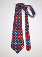 000454 Hermès silk tie red whimsical boots 454 HA