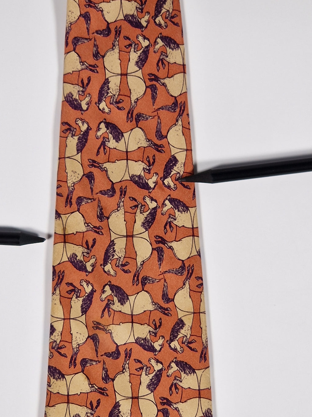 Hermés vintage silk tie horses brown 475 HA