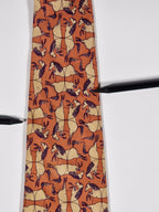 Hermés vintage silk tie horses brown 475 HA