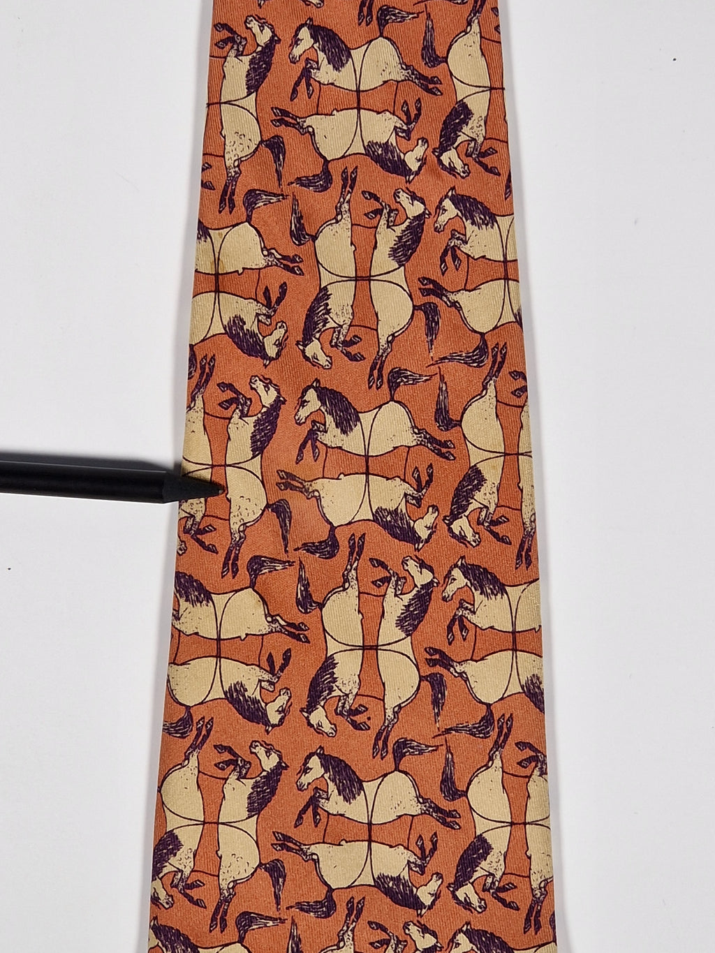 Hermés vintage silk tie horses brown 475 HA