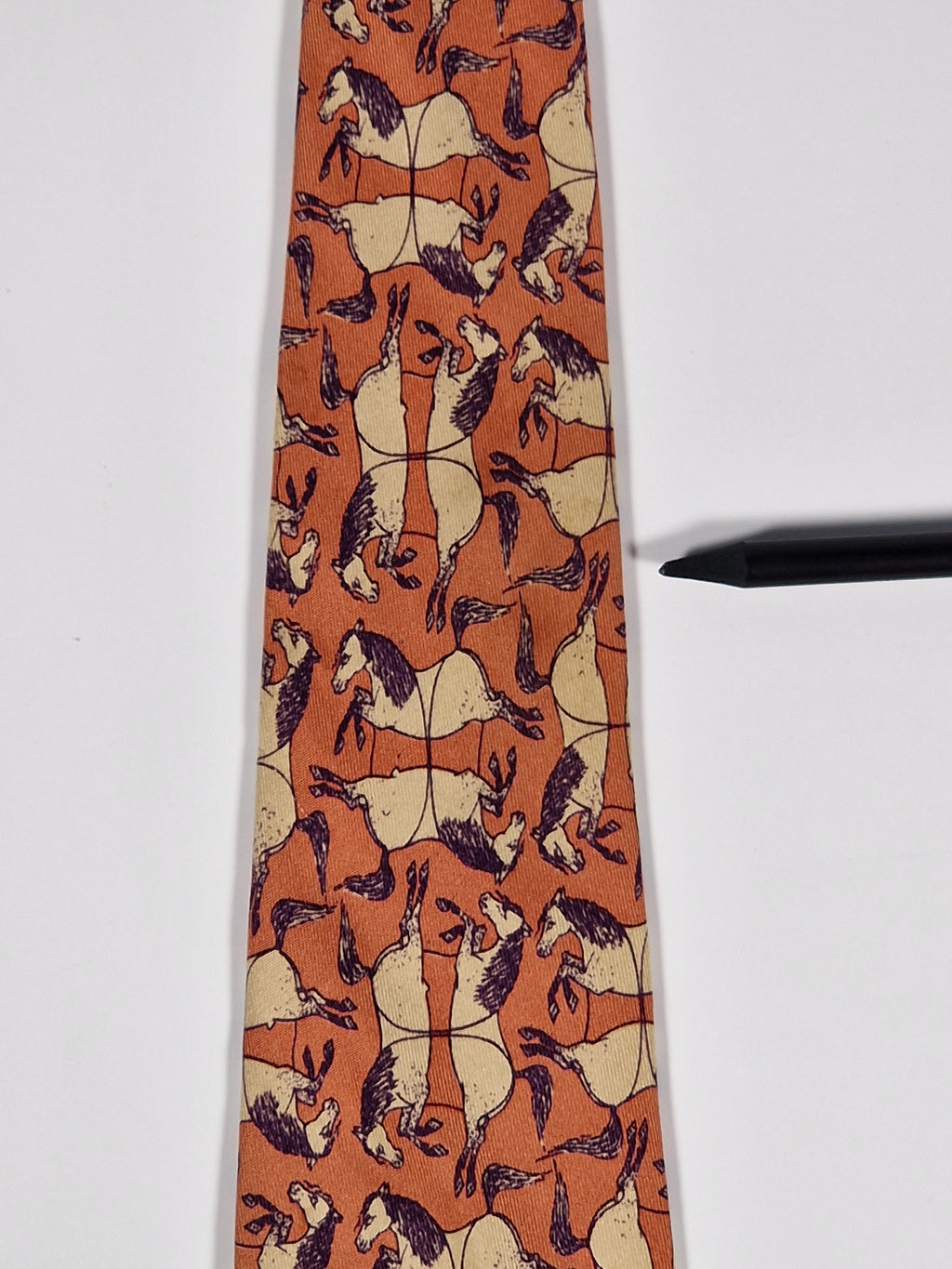 Hermés vintage silk tie horses brown 475 HA