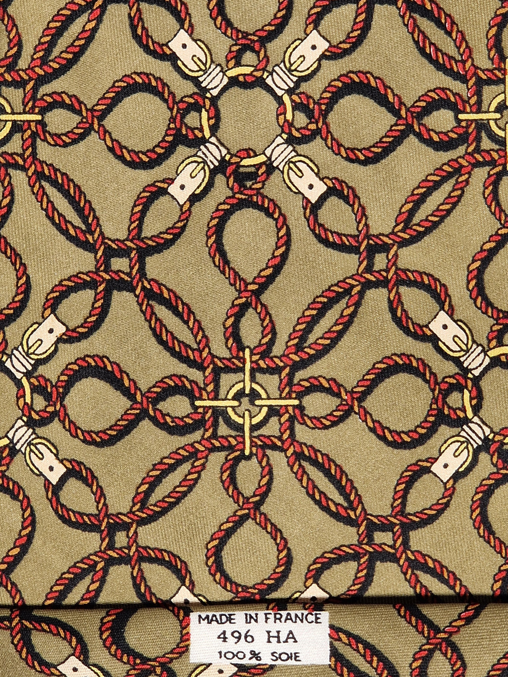 Hermés wide vintage silk tie gren ropes 496 HA