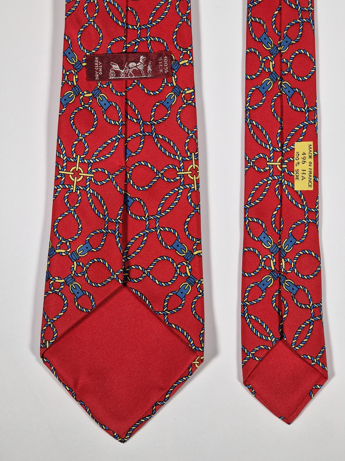 000496 Hermès tie red rope pattern 496 HA