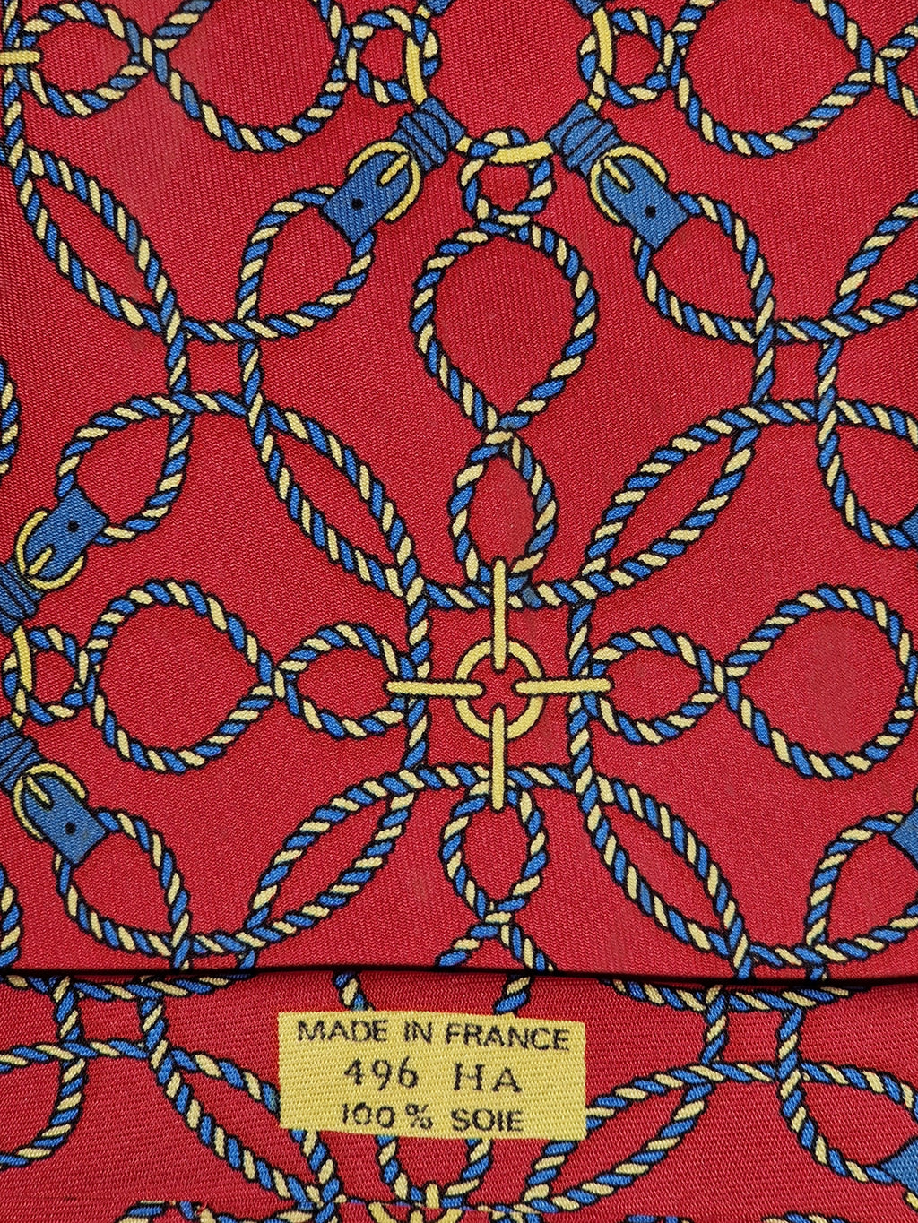 000496 Hermès tie red rope pattern 496 HA