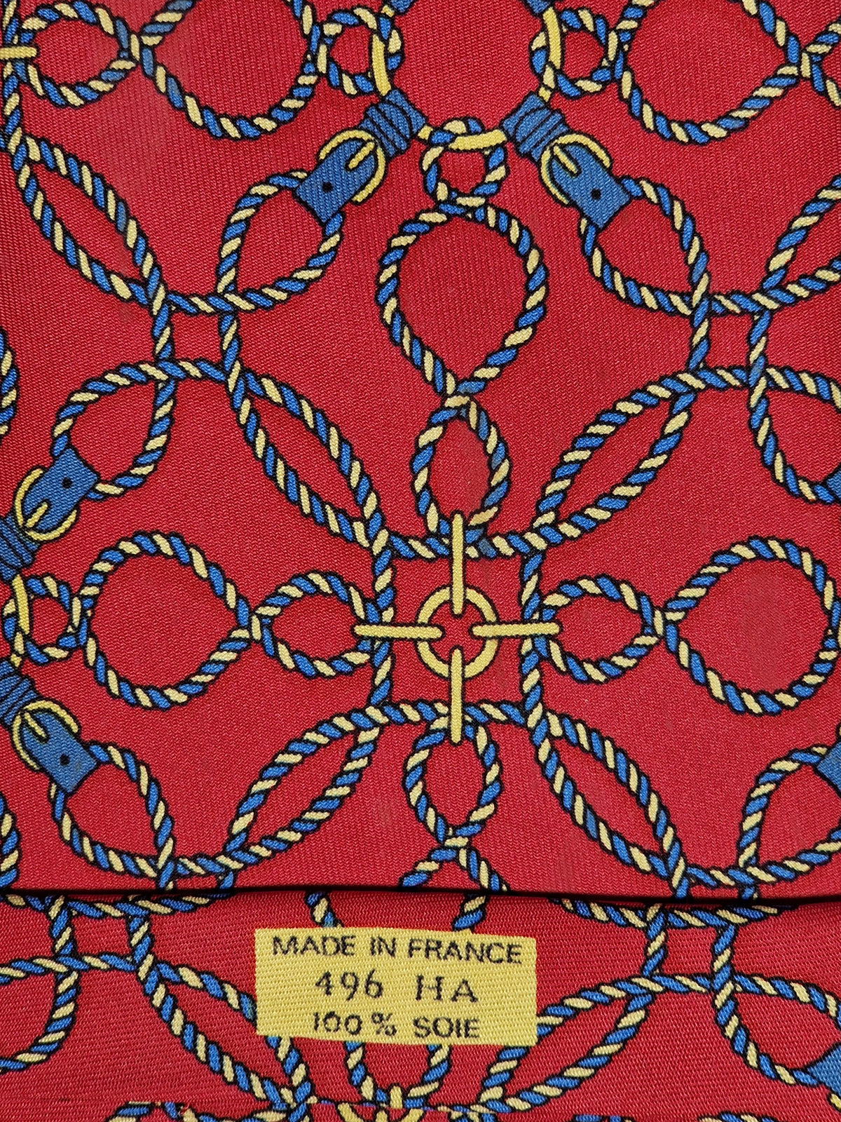 000496 Hermès tie red rope pattern 496 HA