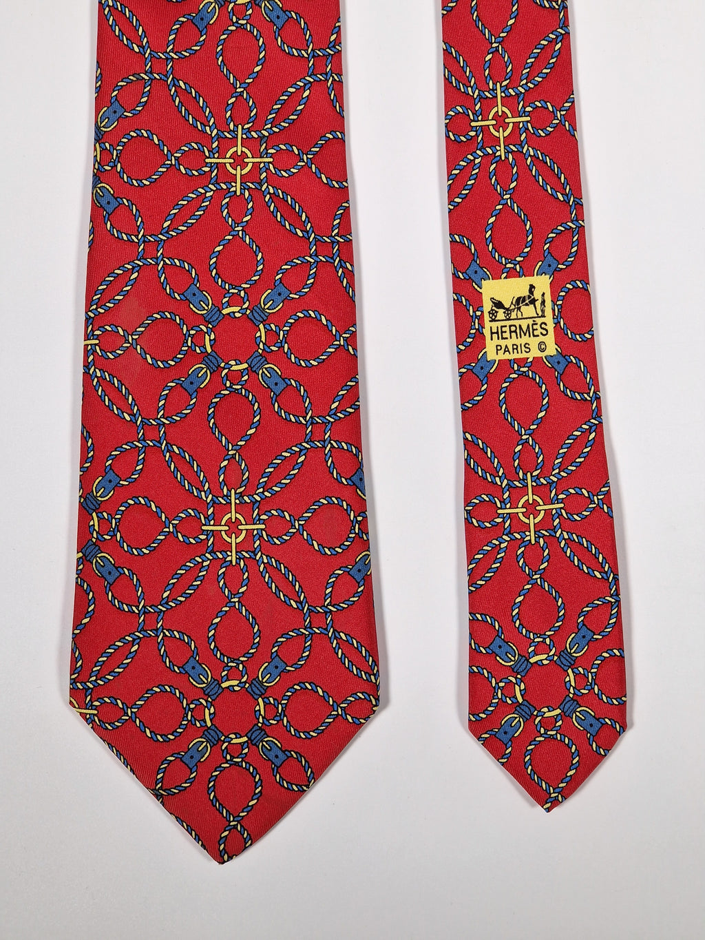 000496 Hermès tie red rope pattern 496 HA