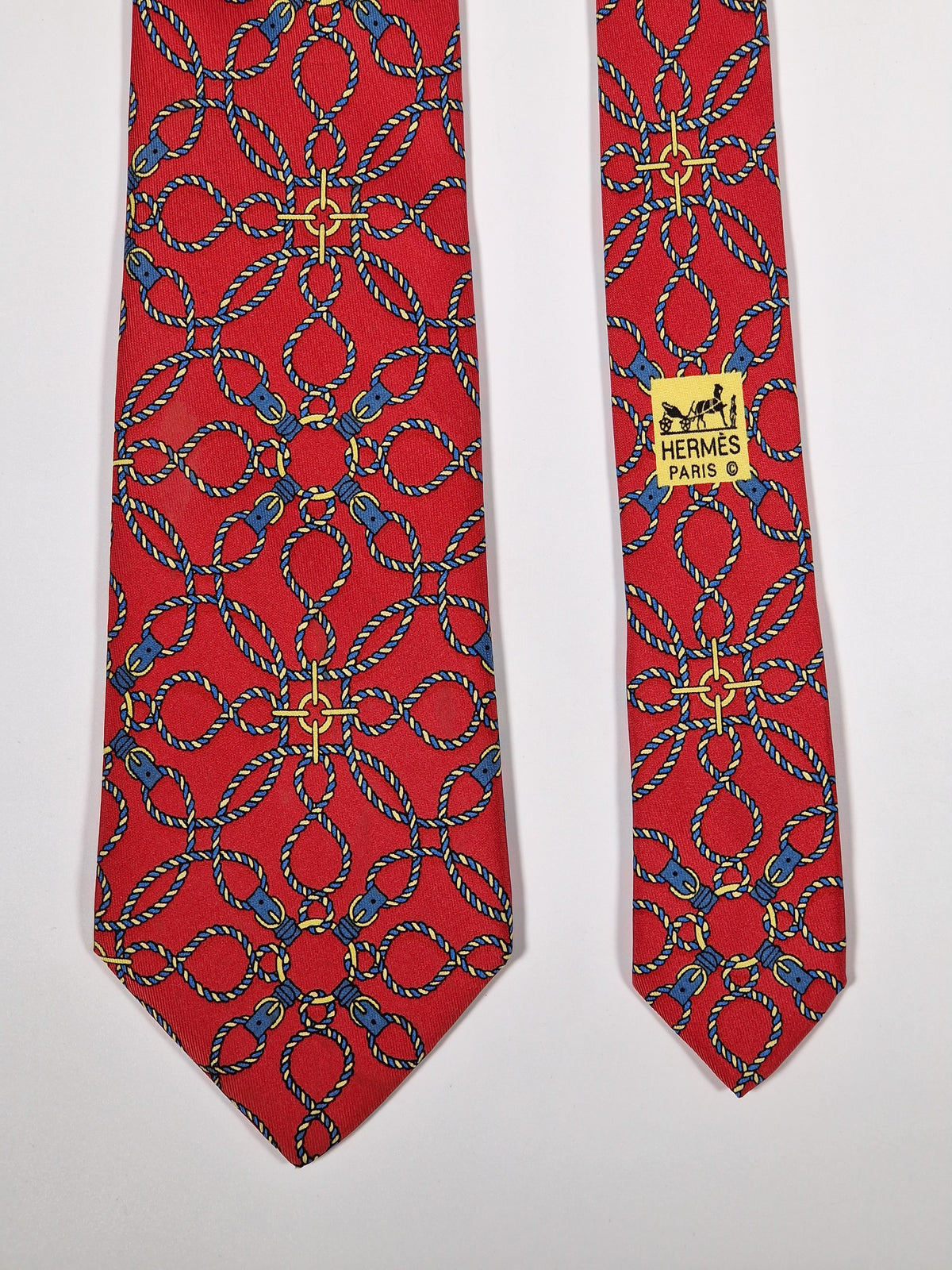 000496 Hermès tie red rope pattern 496 HA