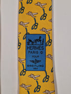 Hermès silk tie yellow Breitling pattern 5021 EA