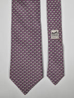 Hermès silk tie purple dolphin pattern 5022 PA
