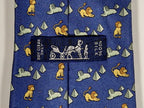 Hermès silk tie blue Lion and spinx pyramide pattern 5026 PA