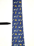 Hermès silk tie blue Lion and spinx pyramide pattern 5026 PA