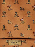 Hermès silk tie orange Animals and H pattern whimsical 5029 FA