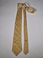 Hermès silk tie yellof fish pattern 5035 PA
