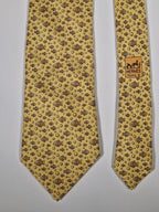 Hermès silk tie yellof fish pattern 5035 PA