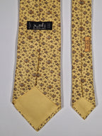 Hermès silk tie yellof fish pattern 5035 PA