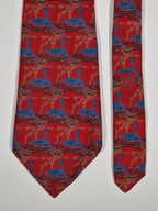 Hermés wide vintage silk tie red and blue svan 503 IA