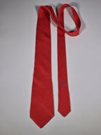 Hermès silk tie red striped 5041 FA